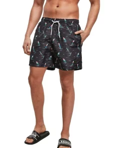 Top 10 🛒 Urban Classics Surf Pattern Swim Shorts In Black 😀