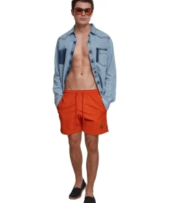 Hot Sale ✨ Urban Classics Block Swim Shorts In Rust Orange 🛒