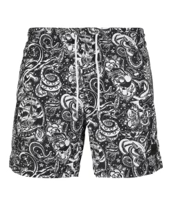 Best deal ❤️ Urban Classics Tattoo Pattern Swim Shorts In Black 👍 -Maddox Shop unnamed file 1386