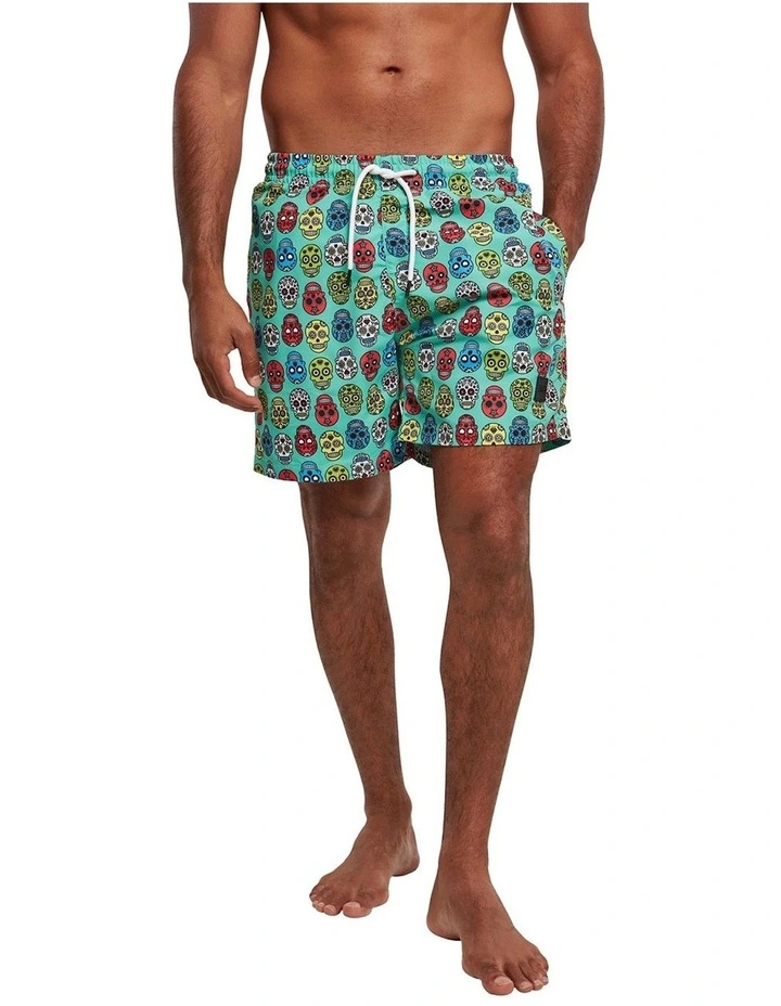 Best Pirce π― Urban Classics Calavera Pattern Swim Shorts In Green π 4 Best Pirce π― Urban Classics Calavera Pattern Swim Shorts In Green π - Image 2