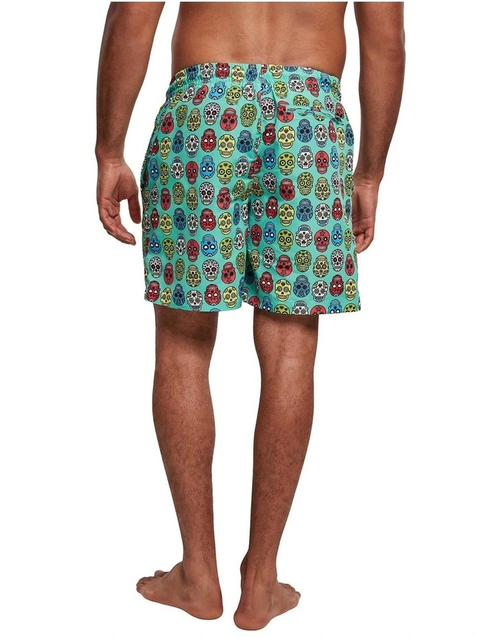 Best Pirce π― Urban Classics Calavera Pattern Swim Shorts In Green π 5 Best Pirce π― Urban Classics Calavera Pattern Swim Shorts In Green π - Image 3