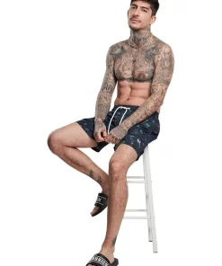 Buy 🎉 Urban Classics Island Pattern Swim Shorts In Navy ⌛