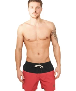 Wholesale ❤️ Urban Classics Block Swim Shorts In Black/Red 😍