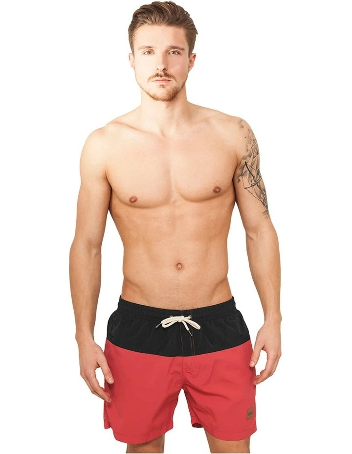 Wholesale β€οΈ Urban Classics Block Swim Shorts In Black/Red π 3 Wholesale β€οΈ Urban Classics Block Swim Shorts In Black/Red π