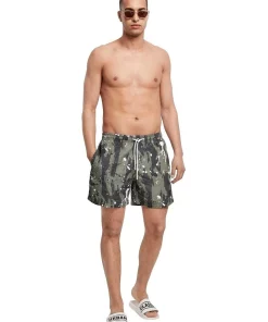 Coupon 🤩 Urban Classics White Dot Camo Pattern Swim Shorts In Green 😉