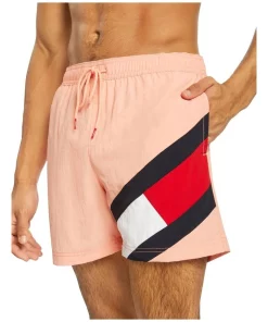 Discount 👍 Tommy Hilfiger Slim Fit Solid Flag Swimshort In Pink 🔥 -Maddox Shop unnamed file 1532