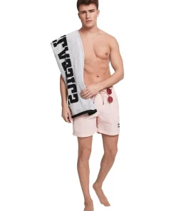 Hot Sale 🧨 Urban Classics Block Swim Shorts In Pink 💯