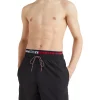 Hot Sale 😀 Tommy Hilfiger Logoline Double Band Swimshort In Black ✔️
