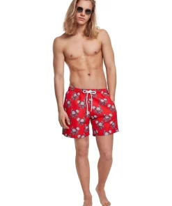 Outlet β Urban Classics Rose Pattern Swim Shorts In Red π