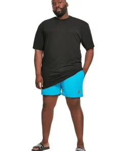 Best Sale ⌛ Urban Classics Block Swim Shorts In Navy/Turquoise 🧨