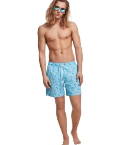 New 🔥 Urban Classics Popsicles Pattern Swim Shorts In Light Blue ⌛