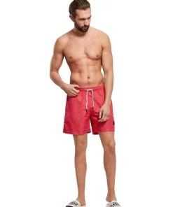 Buy 🧨 Urban Classics Yacht Pattern Swim Shorts In Red 🔥