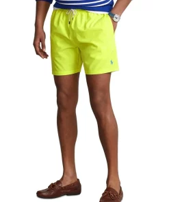 Discount 😀 Polo Ralph Lauren 5.75-Inch Traveler Classic Swim Trunk In Yellow 💯