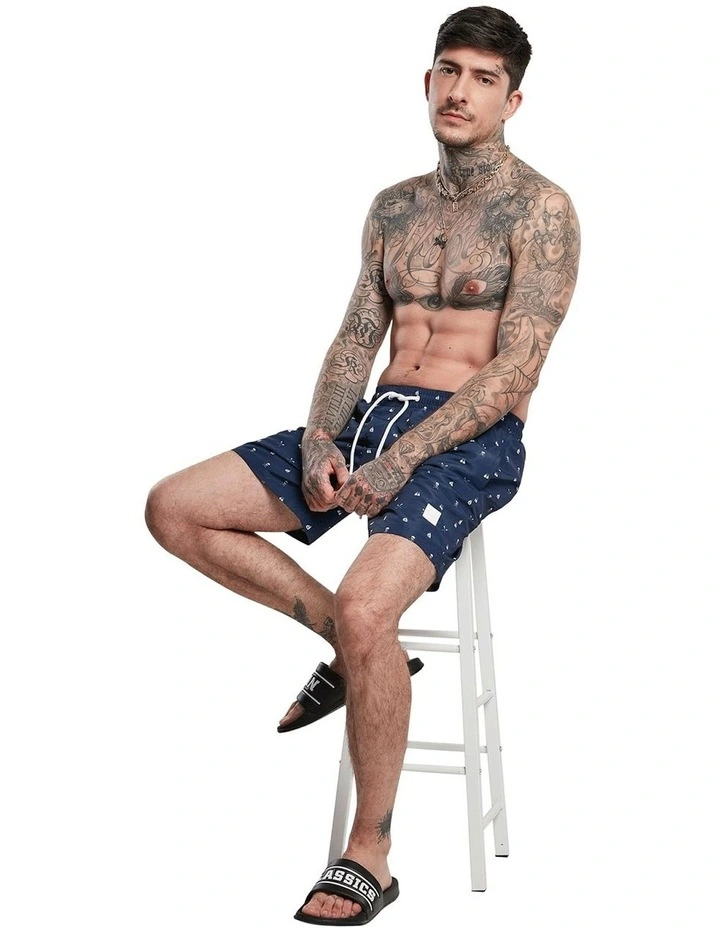 Discount π Urban Classics Pattern Swim Shorts In Blue π 6 Discount π Urban Classics Pattern Swim Shorts In Blue π - Image 4