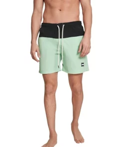 Discount 😉 Urban Classics Block Swim Shorts In Black/Neo Mint 😀