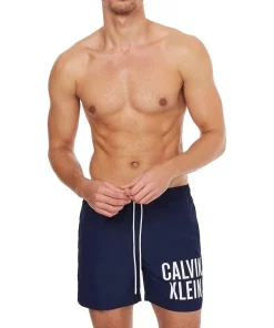 Coupon 🛒 Calvin Klein Intense Power Logo Medium Swimshort In Navy 😀