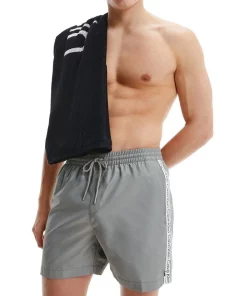 Coupon 🌟 Calvin Klein Core Logo Tape Medium Swimshort In Grey 🛒